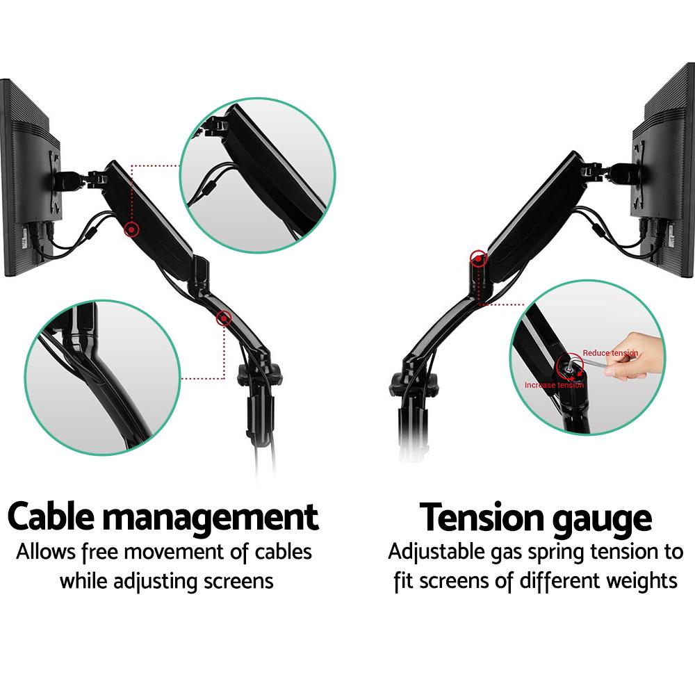 Artiss Monitor Arm Mount Dual Gas Black