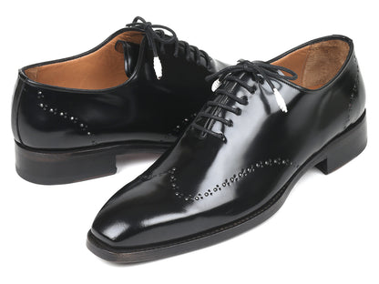 Paul Parkman Goodyear Welted Wingtip Oxfords Black Polished Leather