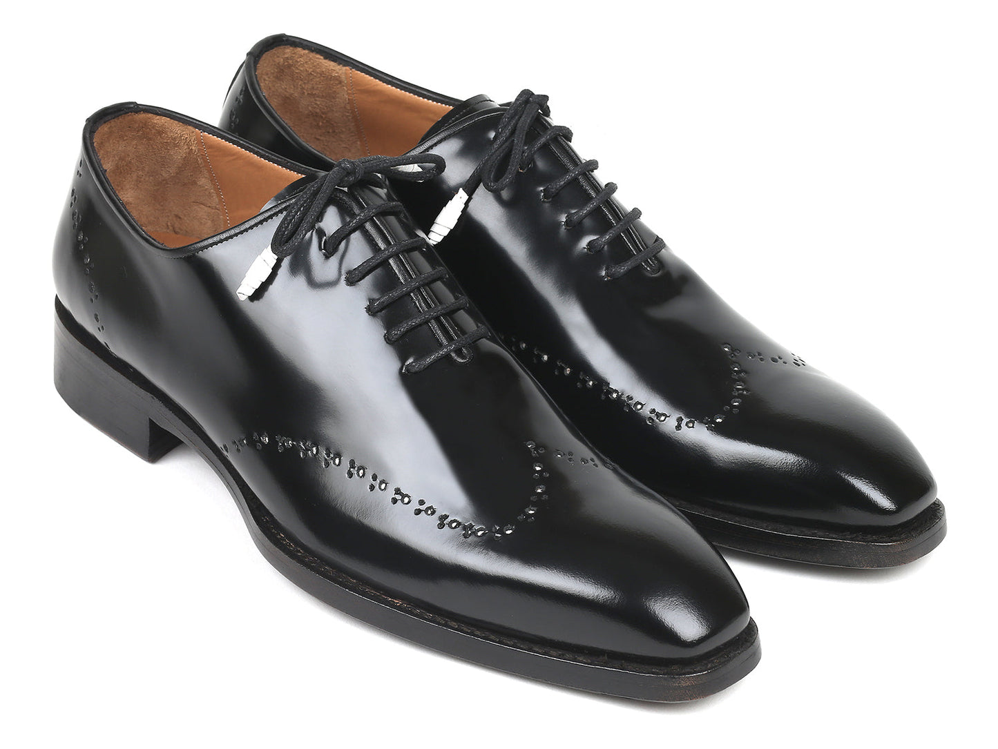 Paul Parkman Goodyear Welted Wingtip Oxfords Black Polished Leather