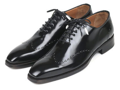 Paul Parkman Goodyear Welted Wingtip Oxfords Black Polished Leather