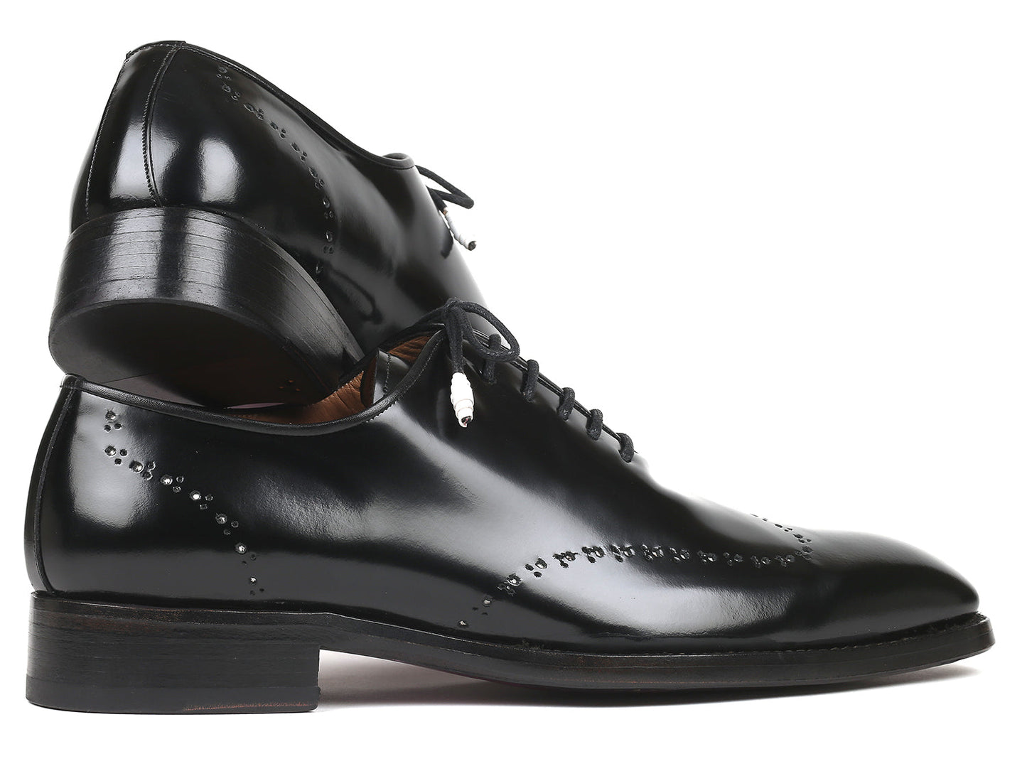 Paul Parkman Goodyear Welted Wingtip Oxfords Black Polished Leather