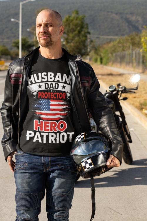 Husband, Dad, Protector, Hero, Patriot Short Sleeve T Shirt