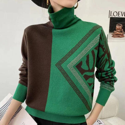 Women's Fashion Casual Multicolor Heaps Collar Sweater - Cruish Home