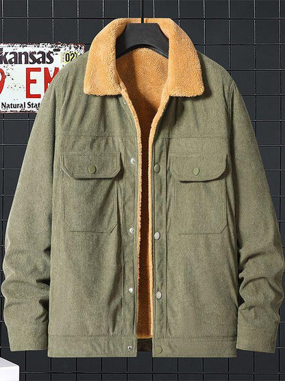 Corduroy Fleece Padded Coat Trendy Men - Cruish Home