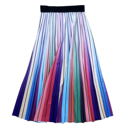 Women's High Waist Rainbow Printing Pleated Skirt - Cruish Home