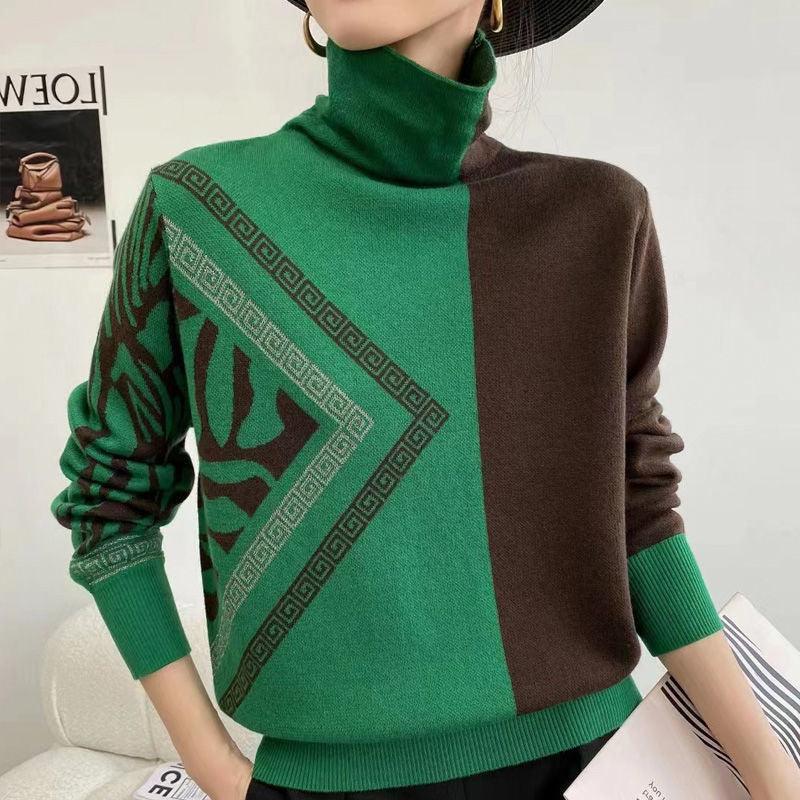 Women's Fashion Casual Multicolor Heaps Collar Sweater - Cruish Home