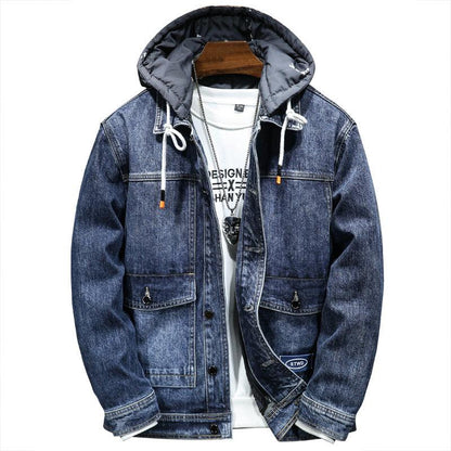 Men's Loose Hooded Autumn And Winter Thickened Fleece Jacket Hooded Plus Size Workwear Tide - Cruish Home