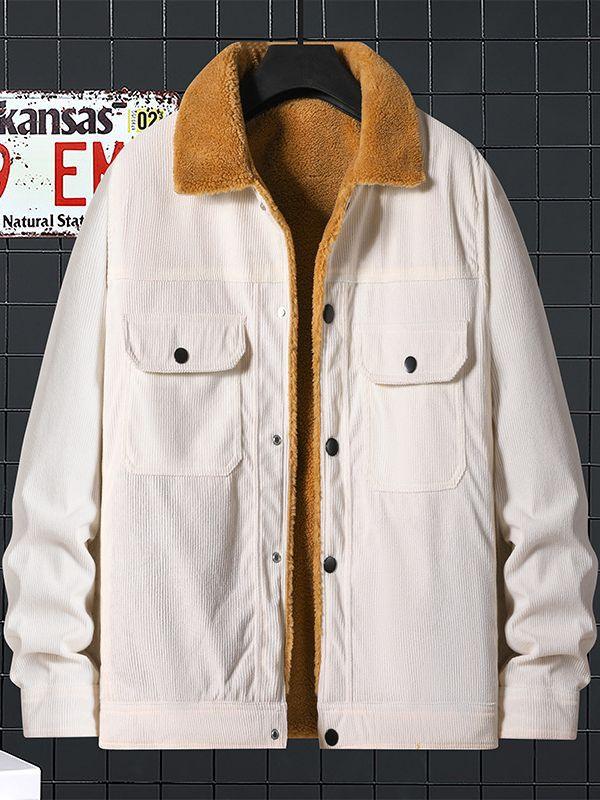 Corduroy Fleece Padded Coat Trendy Men - Cruish Home