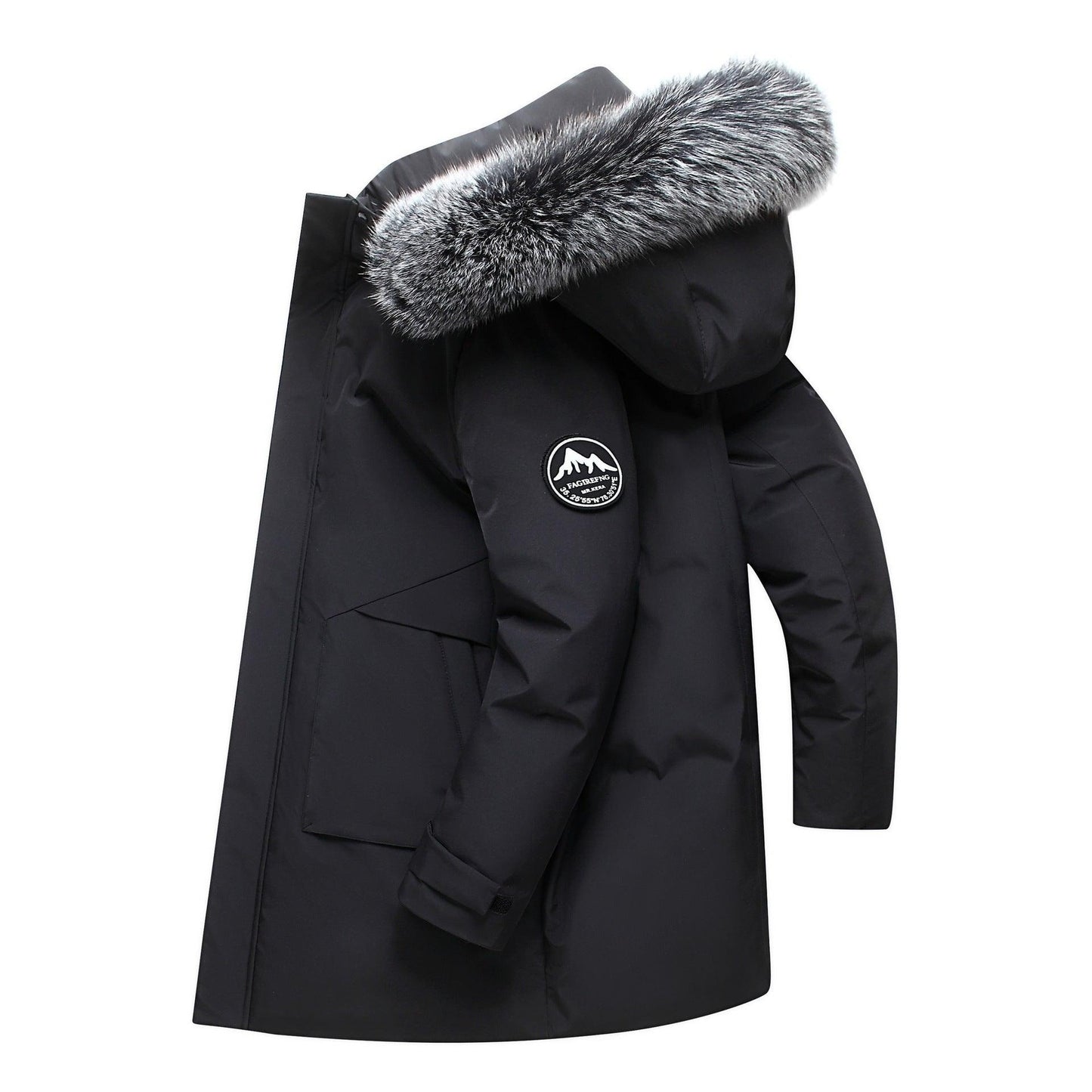 Fox Fur Collar Men's Coat Hooded Men's Clothing Mid-length Down Jacket Warm Cold-resistant Coat - Cruish Home