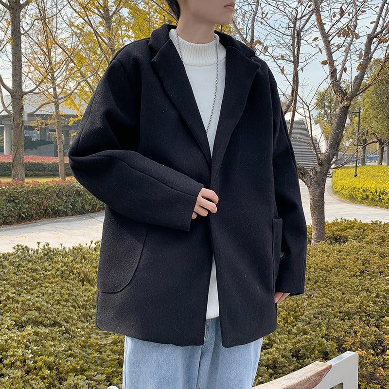 Woolen Blazer Men's Thickened Leisure Suit Loose And Handsome Woolen Coat - Cruish Home