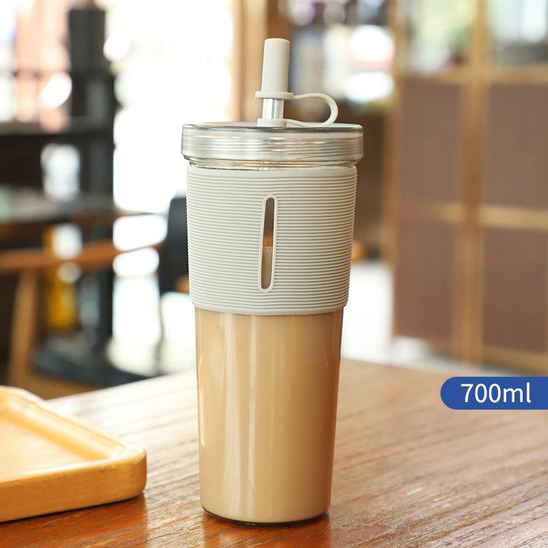 New Ins Style 700ml Large-capacity Water Cup Cup With Straw Internet Celebrity Cola Milk Tea Advertising Plastic Portable Gift Cup - Cruish Home