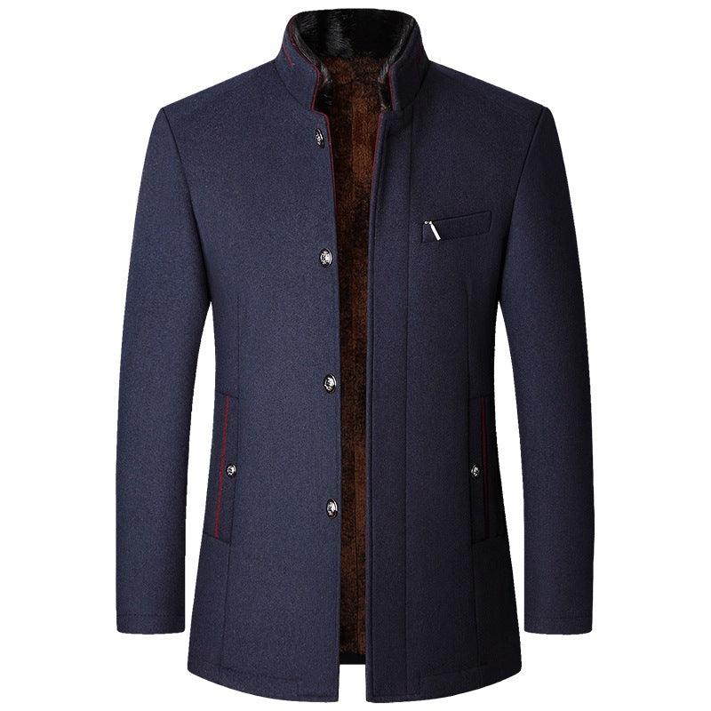 Men's Woolen Jacket Autumn And Winter Stand Collar Middle-aged - Cruish Home