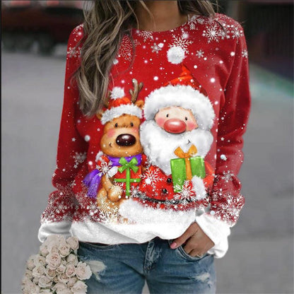 Christmas Women's Sweater 3D Digital Printing Cute Snowman - Cruish Home