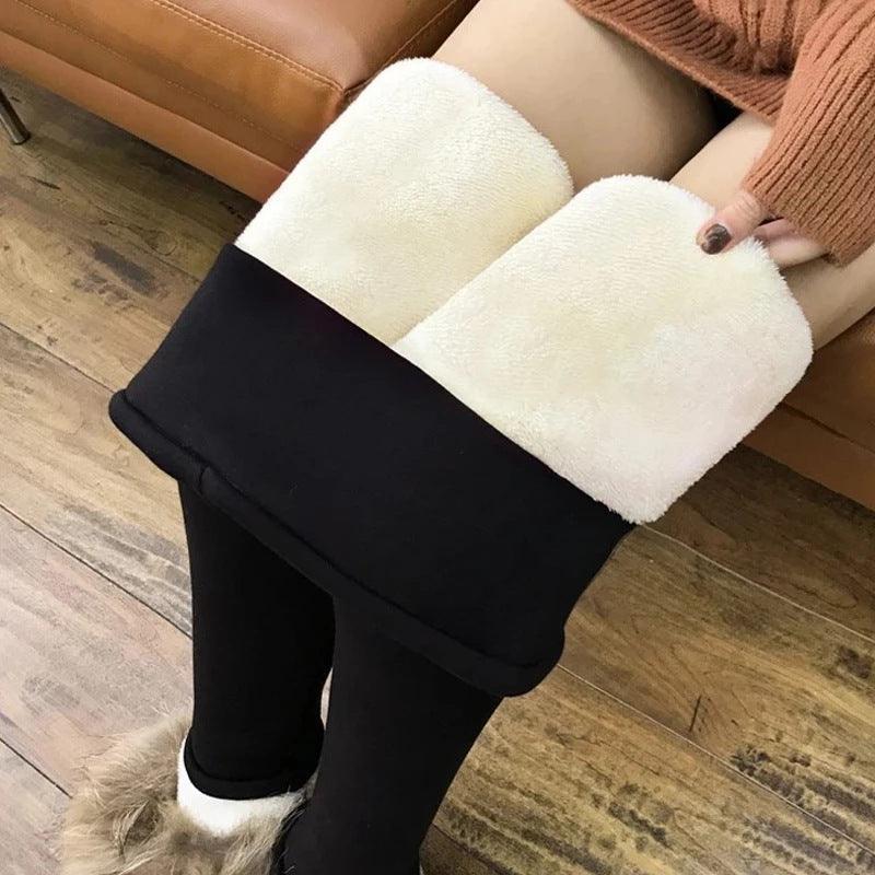 Women's Winter Outerwear Lambswool Cotton Slim Fitted Waist High Waist Warm-keeping Pants - Cruish Home