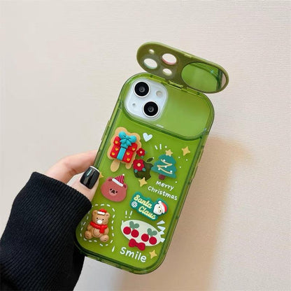 Xmas Santa Claus Cute Elk Hat Pendant Flip Christmas Phone Case For I Phone 15 14 13 12 11 Pro Max Pro Silicone Protection Cover - Cruish Home