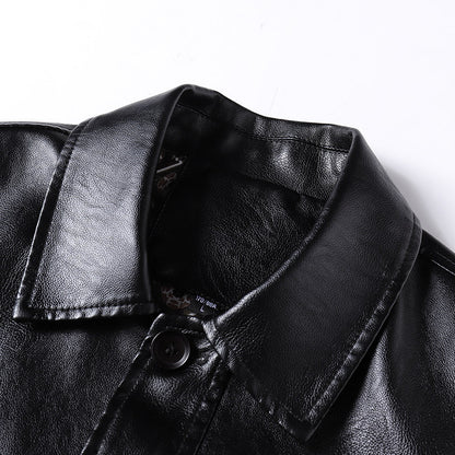 Spring And Autumn Men's Plus Size Leather Coat