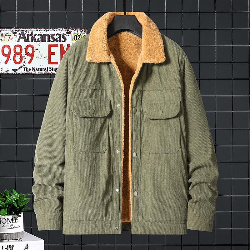 Corduroy Fleece Padded Coat Trendy Men - Cruish Home