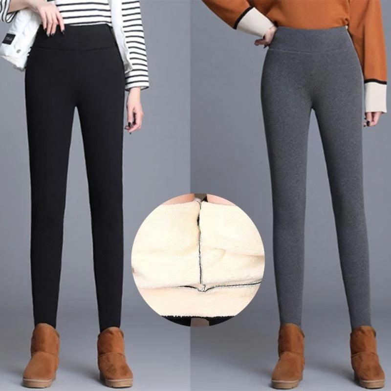 Women's Winter Outerwear Lambswool Cotton Slim Fitted Waist High Waist Warm-keeping Pants - Cruish Home