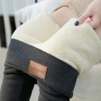 Women's Winter Outerwear Lambswool Cotton Slim Fitted Waist High Waist Warm-keeping Pants - Cruish Home