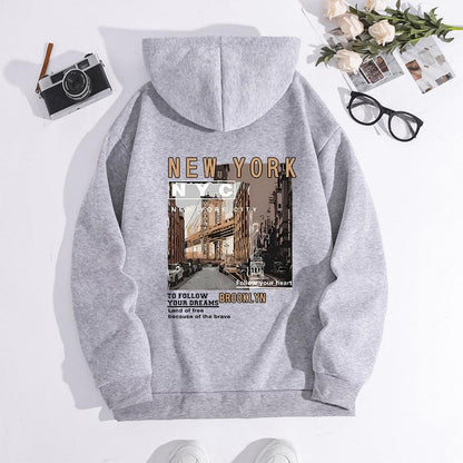 Autumn And Winter Printing Hooded Fleece-lined Women's Sweater - Cruish Home