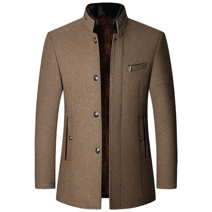 Men's Woolen Jacket Autumn And Winter Stand Collar Middle-aged - Cruish Home