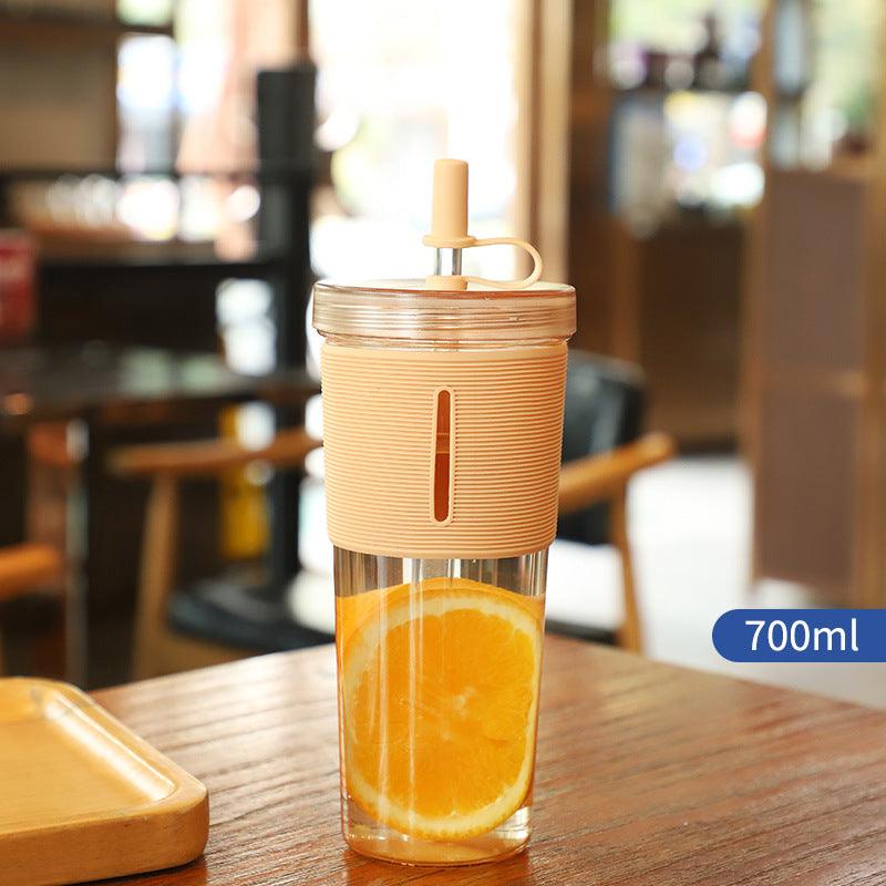 New Ins Style 700ml Large-capacity Water Cup Cup With Straw Internet Celebrity Cola Milk Tea Advertising Plastic Portable Gift Cup - Cruish Home