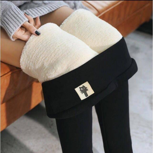 Women's Winter Outerwear Lambswool Cotton Slim Fitted Waist High Waist Warm-keeping Pants - Cruish Home