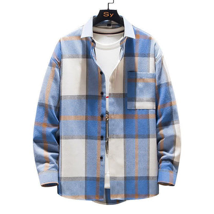 Men's Brushed Long Sleeve Shirt Casual Plaid - Cruish Home