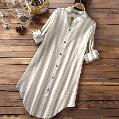 Striped Long Sleeve Shirt Leisure Plus Size - Cruish Home