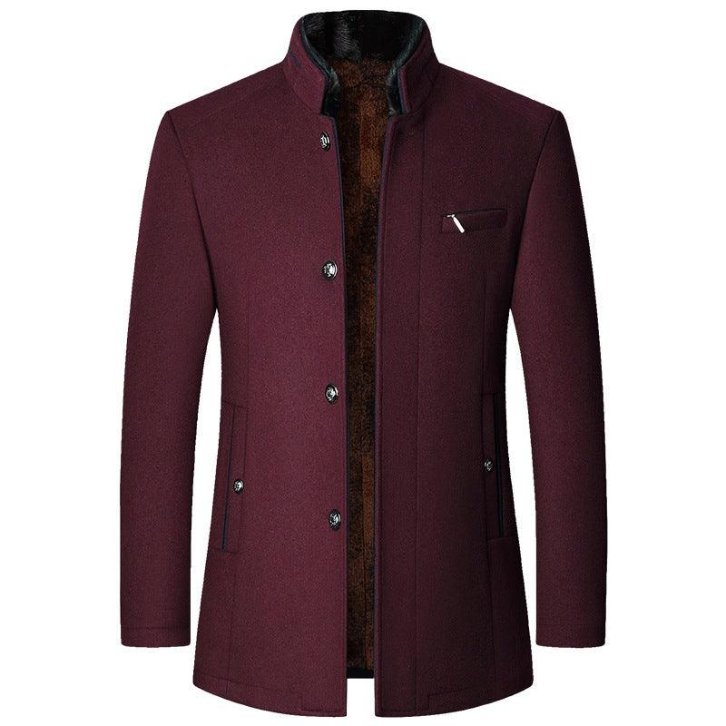 Men's Woolen Jacket Autumn And Winter Stand Collar Middle-aged - Cruish Home