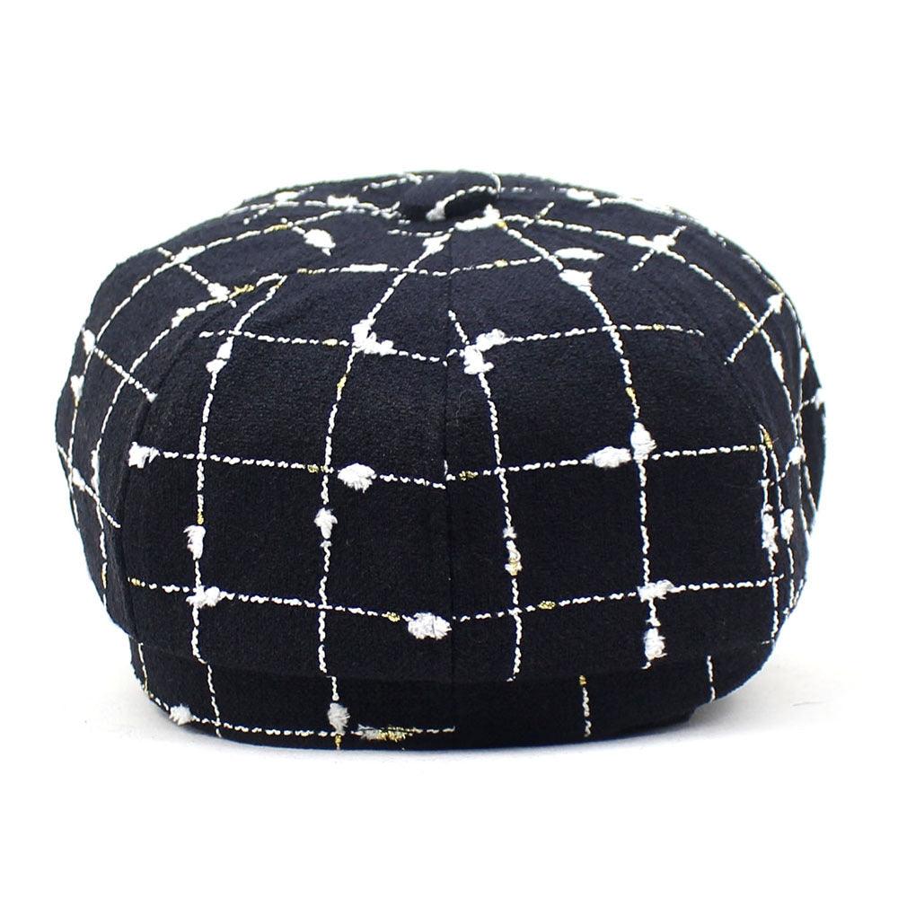 Black And White Plaid Woolen Hat Casual - Cruish Home