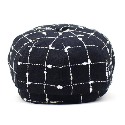 Black And White Plaid Woolen Hat Casual - Cruish Home