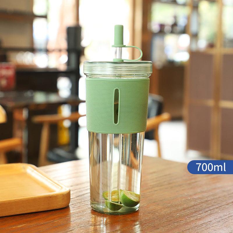 New Ins Style 700ml Large-capacity Water Cup Cup With Straw Internet Celebrity Cola Milk Tea Advertising Plastic Portable Gift Cup - Cruish Home