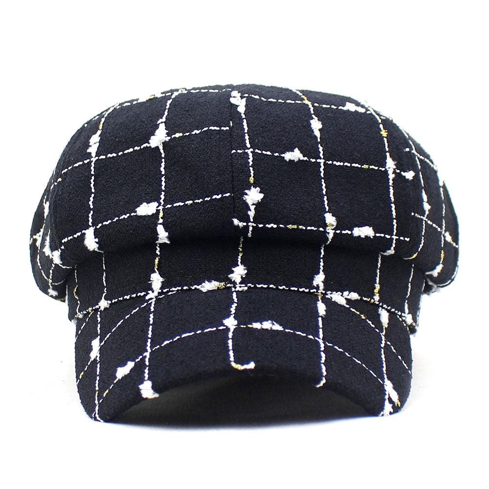 Black And White Plaid Woolen Hat Casual - Cruish Home