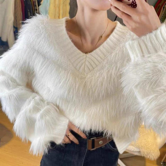 Women's Mink-like Wool Pullover Sweater - Cruish Home