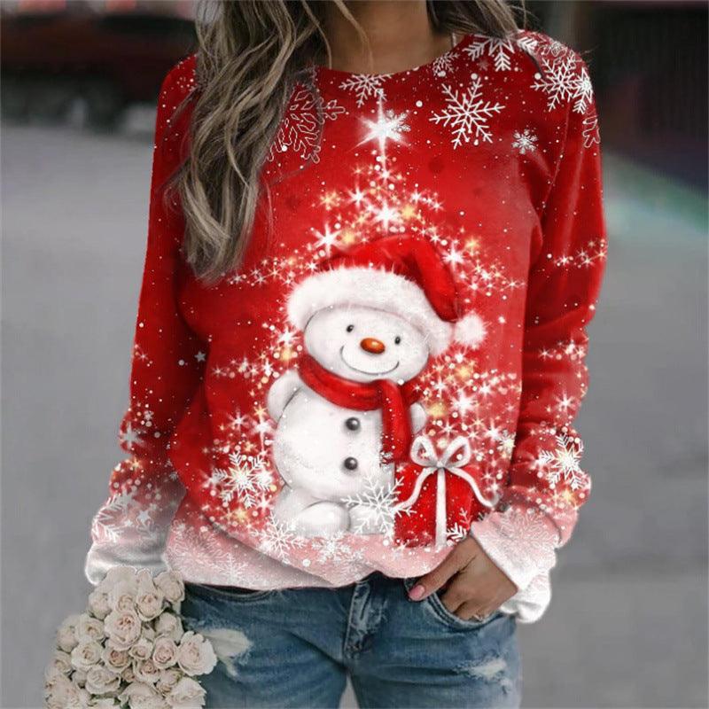 Christmas Women's Sweater 3D Digital Printing Cute Snowman - Cruish Home