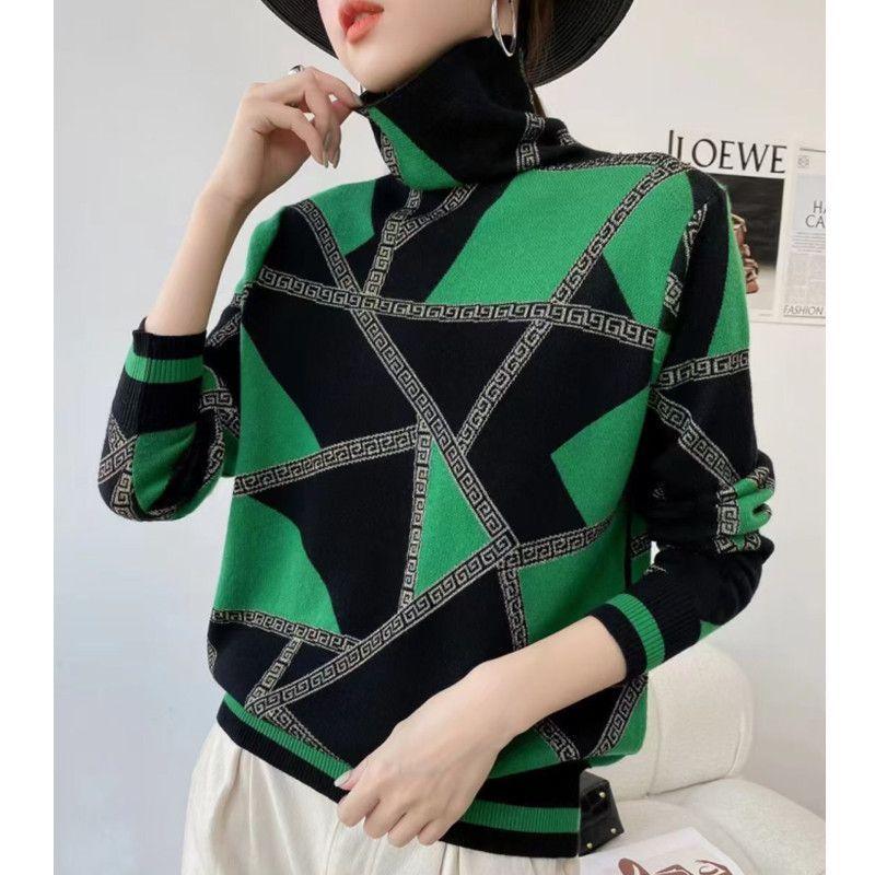 Women's Fashion Casual Multicolor Heaps Collar Sweater - Cruish Home