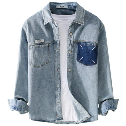 Men's Fashion Retro Denim Long-sleeved Shirt - Cruish Home