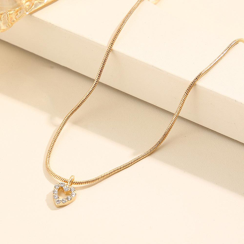 Temperamental All-match Sweater Chain Jewelry Zircon Peach Heart Pendant Necklace - Cruish Home