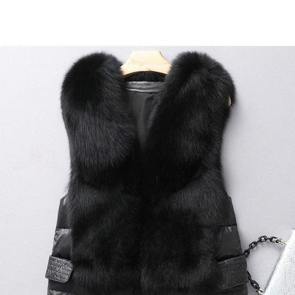 Winter Short Down Jacket Women's Imitation Fox Fur Woolen Women's Winter Wear Vest Cardigan - Cruish Home