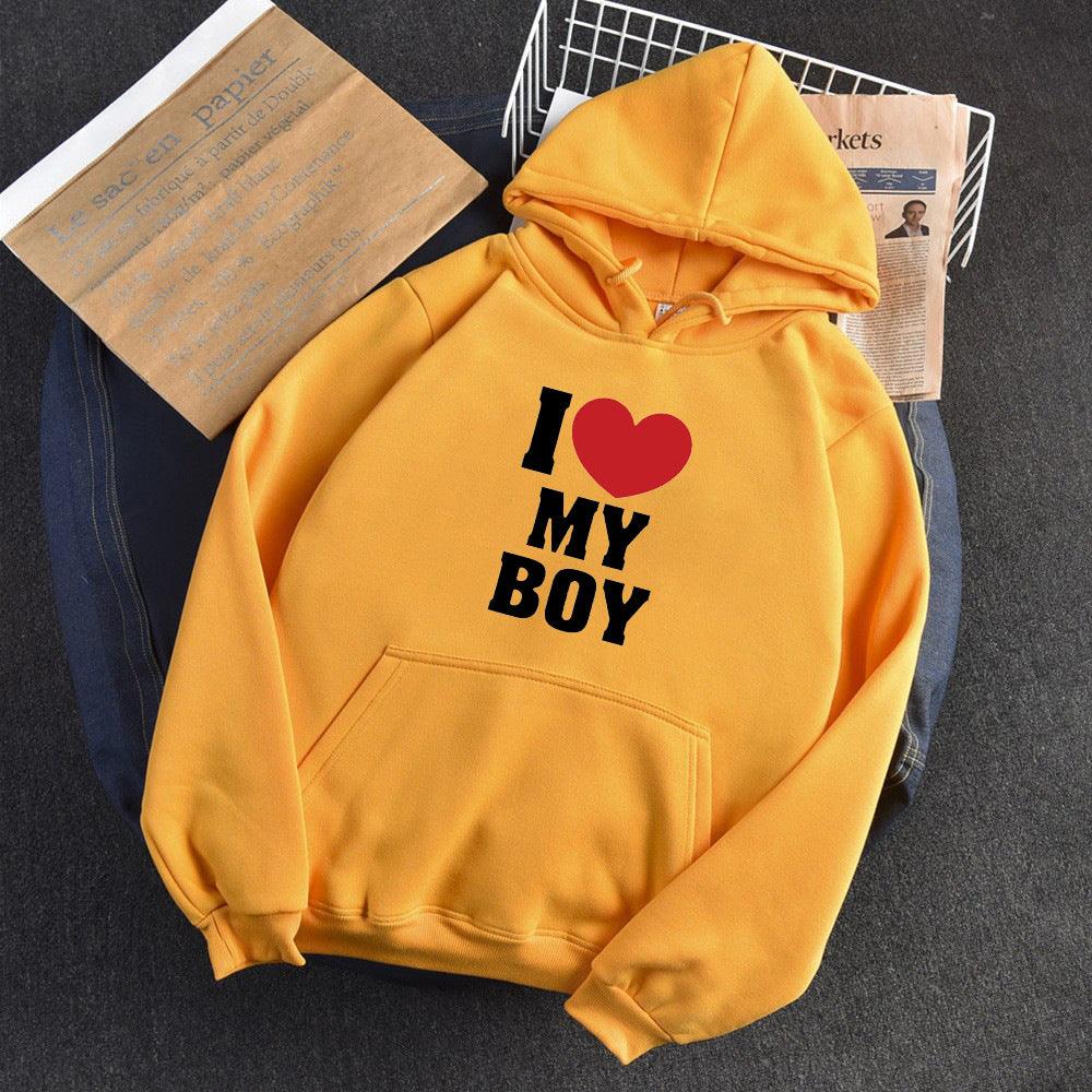 Love Letter Print Long Sleeve Hooded Hoodie - Cruish Home