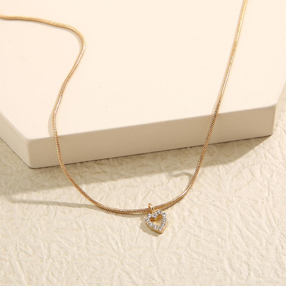 Temperamental All-match Sweater Chain Jewelry Zircon Peach Heart Pendant Necklace - Cruish Home