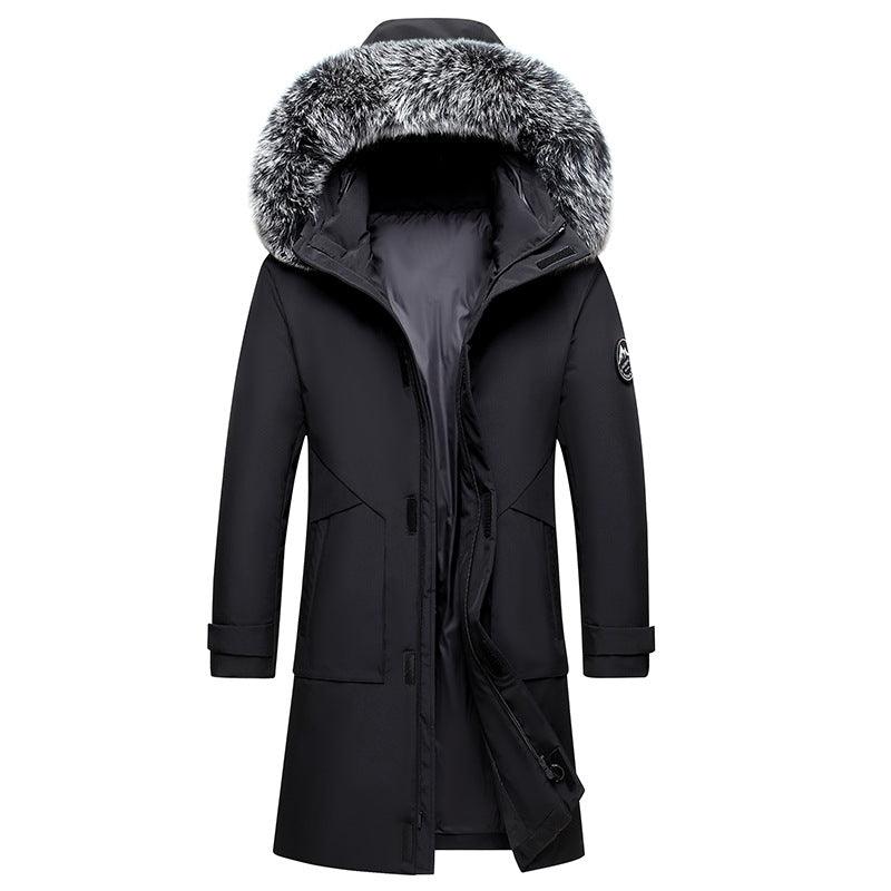 Fox Fur Collar Men's Coat Hooded Men's Clothing Mid-length Down Jacket Warm Cold-resistant Coat - Cruish Home