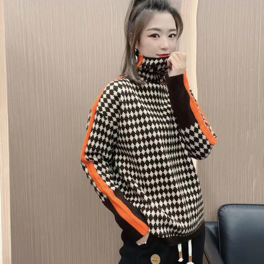 Women's Fashion Casual Multicolor Heaps Collar Sweater - Cruish Home