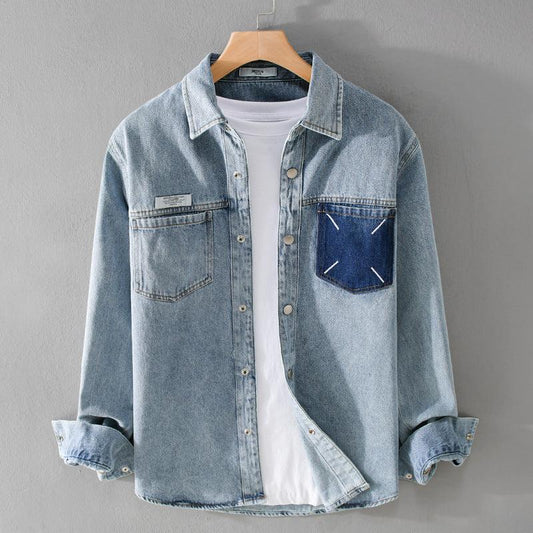 Men's Fashion Retro Denim Long-sleeved Shirt - Cruish Home