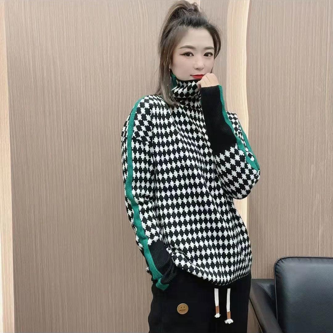 Women's Fashion Casual Multicolor Heaps Collar Sweater - Cruish Home