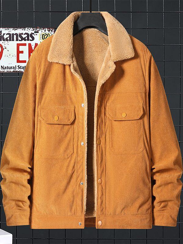 Corduroy Fleece Padded Coat Trendy Men - Cruish Home