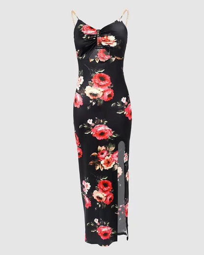 Summer Clothing New Women's Clothing Split Spaghetti-strap Floral Print Dress - Cruish Home