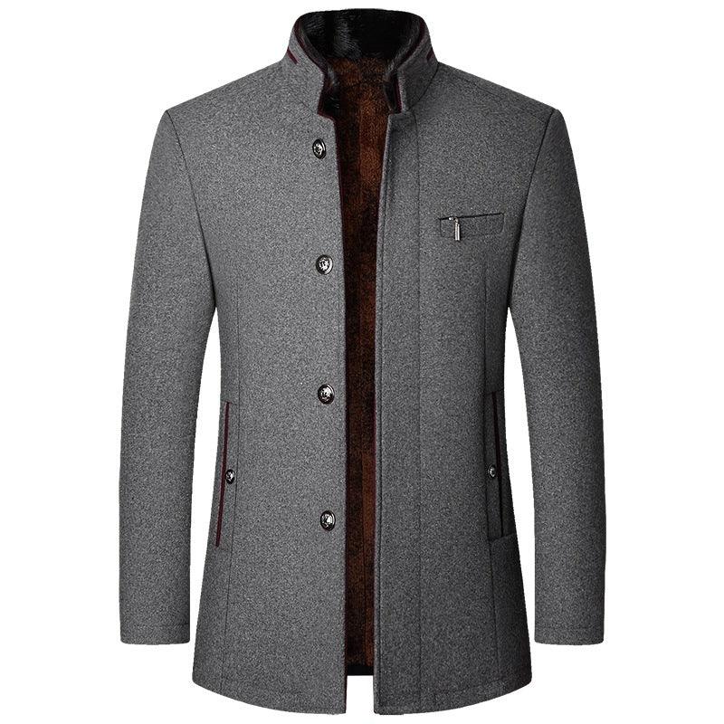 Men's Woolen Jacket Autumn And Winter Stand Collar Middle-aged - Cruish Home