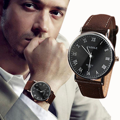 Masculino Luxury Fashion Faux Leather Mens Quartz